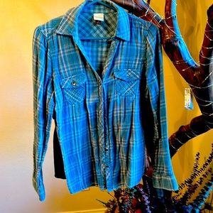 Plaid, long sleeve,2 pocket, button up shirt